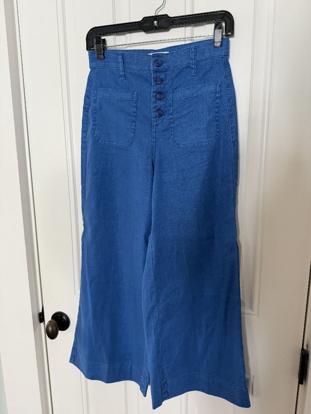 Evereve Blue Wide-Leg Cropped Pants